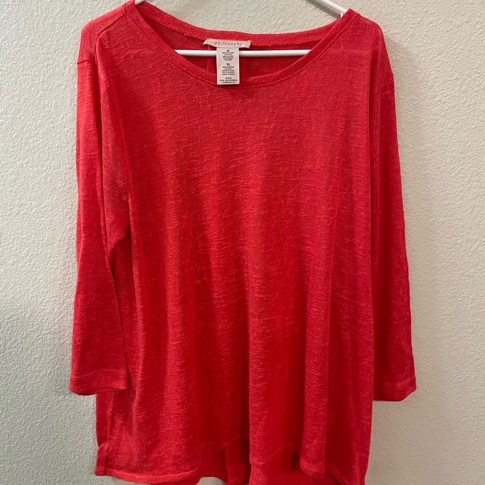 Philosophy Woman’s Red Long Sleeve Size XL
